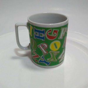Vintage Coffee Cup Mug Alphabet Back to School